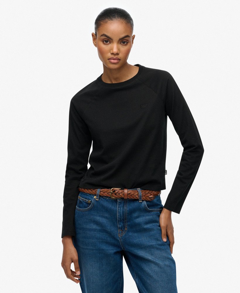 sort Essential Logo Langærmet Top til damer | Superdry DK