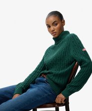 Slouchy Cable Roll Neck Jumper