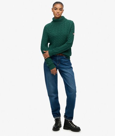 Slouchy Cable Roll Neck Jumper Image 3