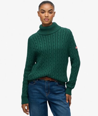 Slouchy Cable Roll Neck Jumper Image 1