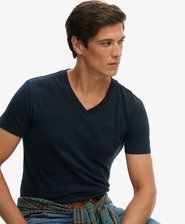 Essential Logo T-Shirt aus Bio-Baumwolle mit V-Ausschnitt