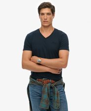 Essential Logo T-Shirt aus Bio-Baumwolle mit V-Ausschnitt