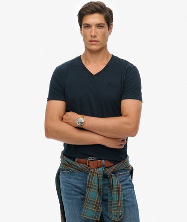 Organic Cotton Essential Logo V Neck T-Shirt Image 1