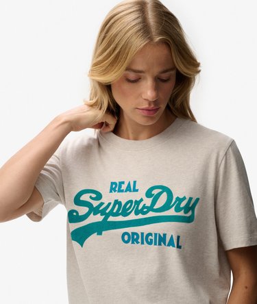 Organic Cotton Vintage Logo Scripted Coll T-Shirt Image 2