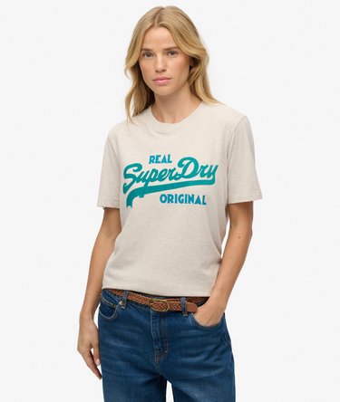 Organic Cotton Vintage Logo Scripted Coll T-Shirt Image 1