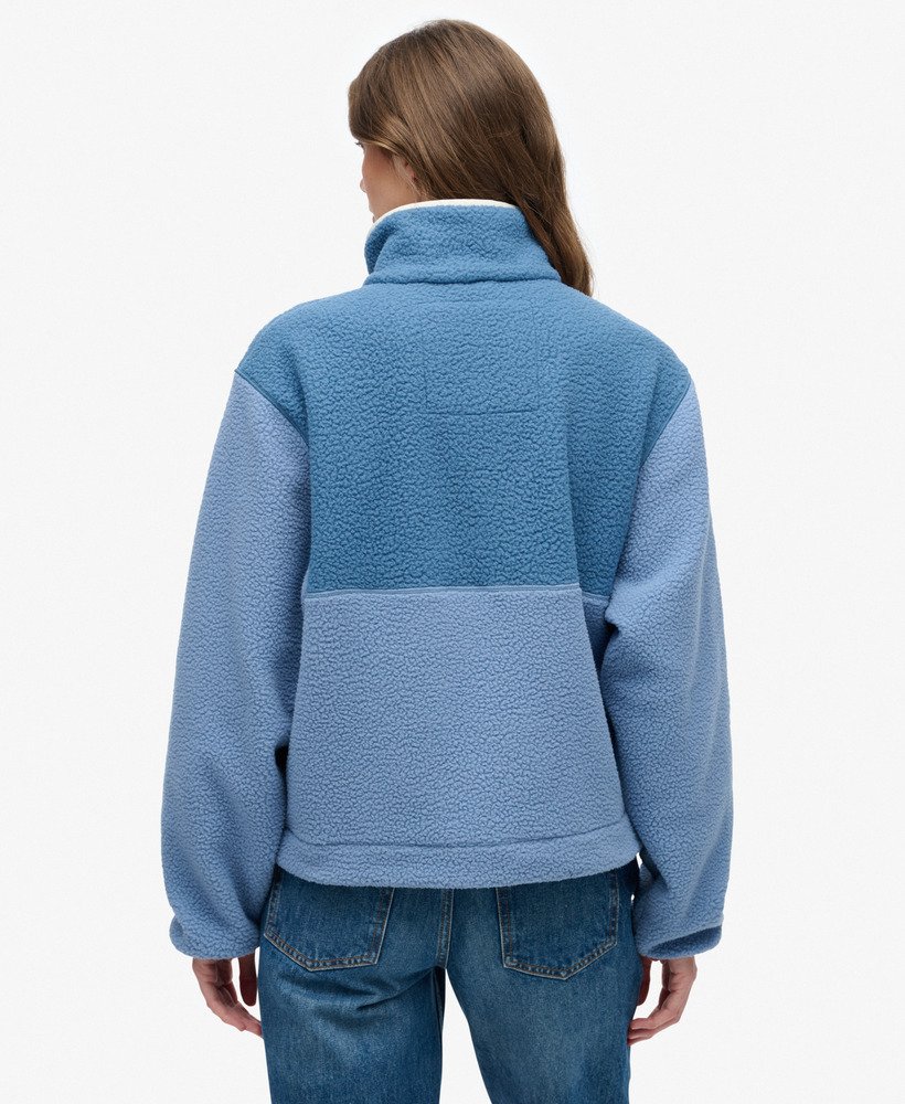 womens Colour Block Fleece Pullover in Tidal Blue | Superdry CA-EN