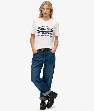 Organic Cotton Vintage Logo Scripted Coll T-Shirt Image 3