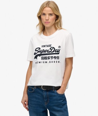 Organic Cotton Vintage Logo Scripted Coll T-Shirt Image 1