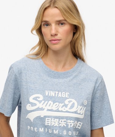 Organic Cotton Vintage Logo Scripted Coll T-Shirt Image 4