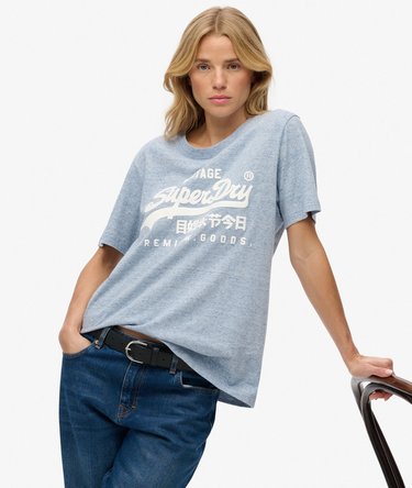 Organic Cotton Vintage Logo Scripted Coll T-Shirt Image 2