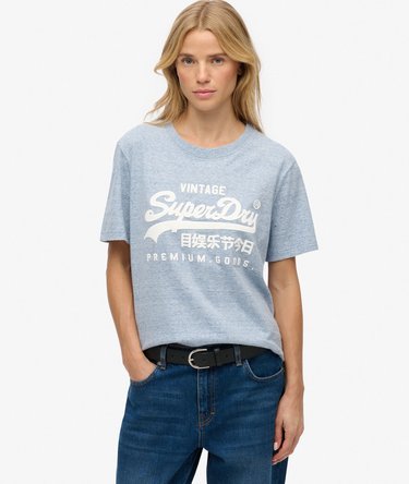 Organic Cotton Vintage Logo Scripted Coll T-Shirt Image 1