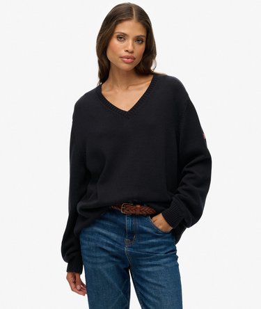 Oversized V Neck Jumper Image 2