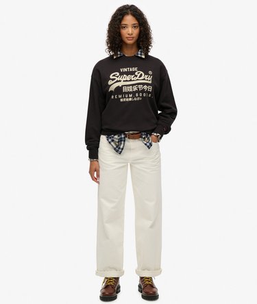 Embellished Vintage Logo Loose Crew Sweatshirt Image 3