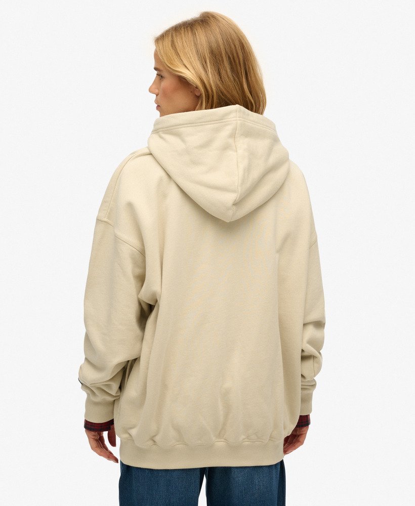 womens Tokyo Narrative Oversized Hoodie in Oat Bran | Superdry US
