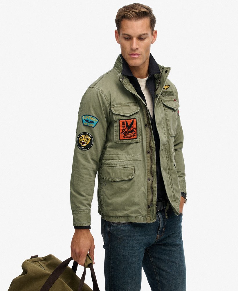 mens Patched M65 Jacket in Dusty Olive Green | Superdry CA-EN