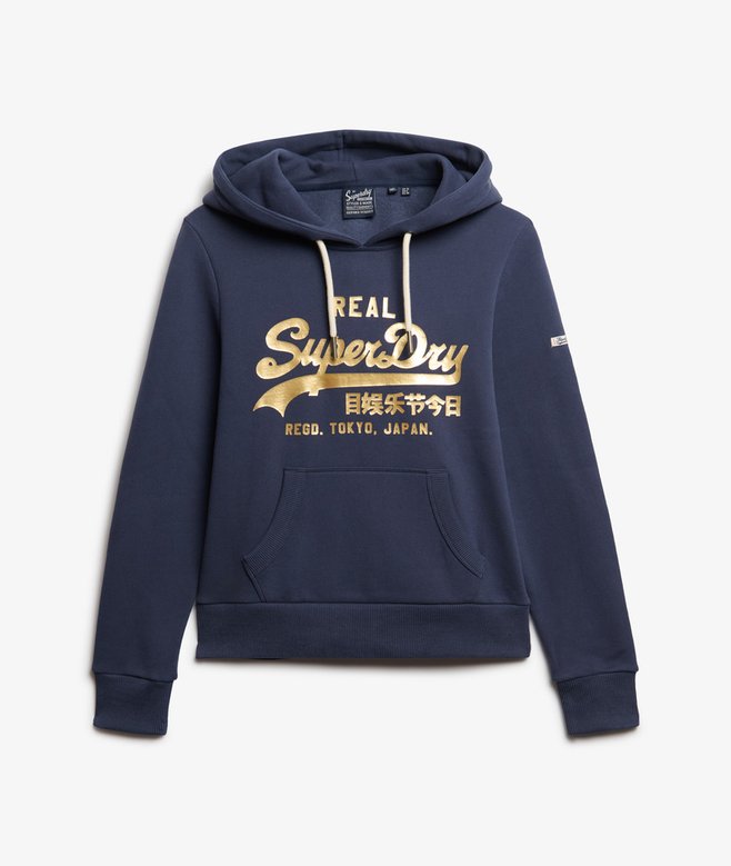 Vintage Logo Metallic-Hoodie lauren marineblau für Damen Superdry DE
