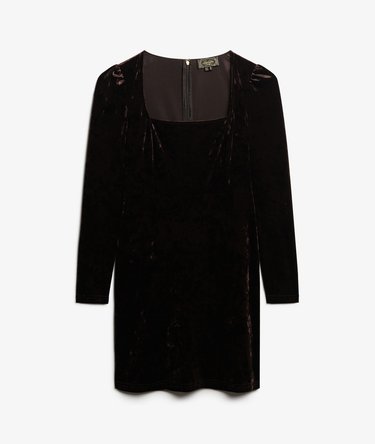 Robe courte en velours à encolure carrée Image 8
