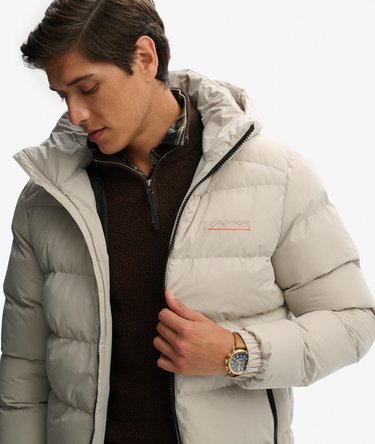 Hooded Microfibre Sport Puffer Jacket Image 2