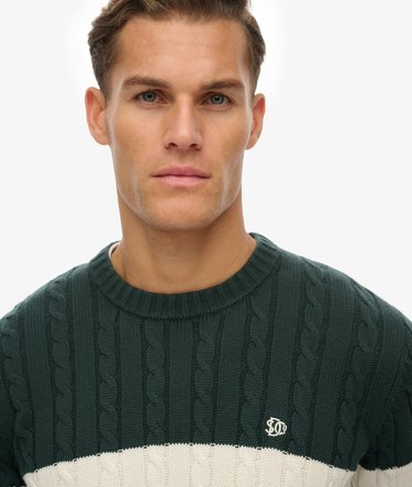 Cotton Stripe Cable Jumper Image 4