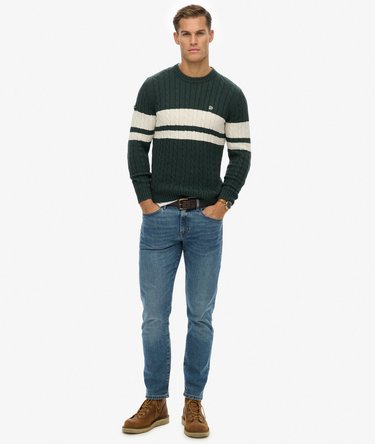 Cotton Stripe Cable Jumper Image 3