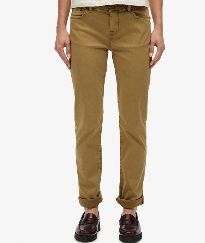 Mid Rise Slim Sateen Pants