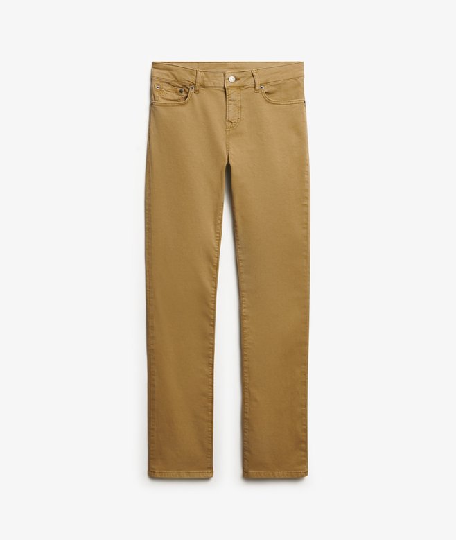 Mid Rise Slim Sateen Pants