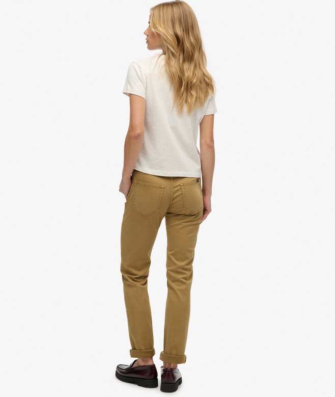 Mid Rise Slim Sateen Pants