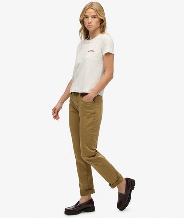Mid Rise Slim Sateen Pants Image 3