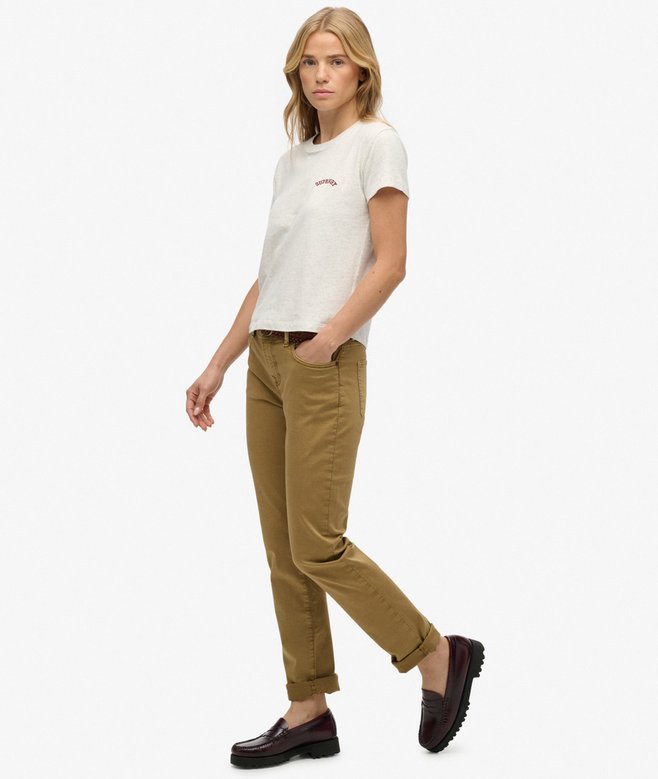 Mid Rise Slim Sateen Pants