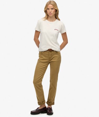 Mid Rise Slim Sateen Pants Image 1