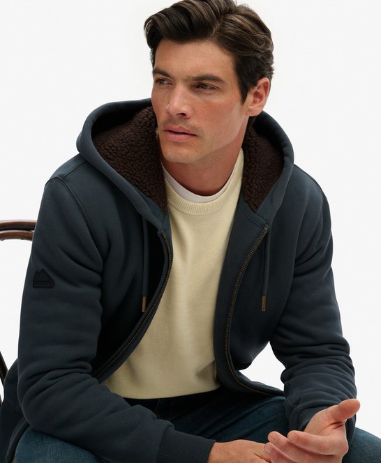 Sweat à capuche zippé doublé Borg