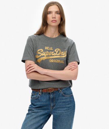 Organic Cotton Vintage Logo Scripted Coll T-Shirt Image 1