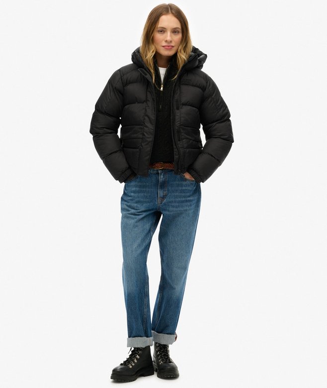 Black Puffer Jacket with Hood