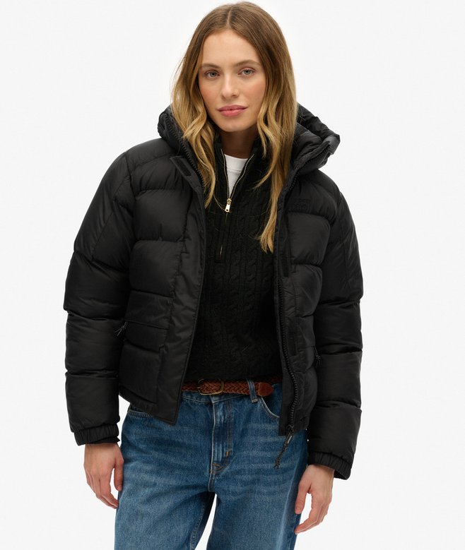 Black Puffer Jacket with Hood