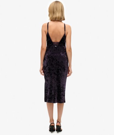 Lace Back Velvet Midi Dress Image 6