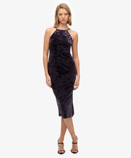 Lace Back Velvet Midi Dress