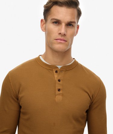 Waffle Long Sleeve Half Button Top Image 4