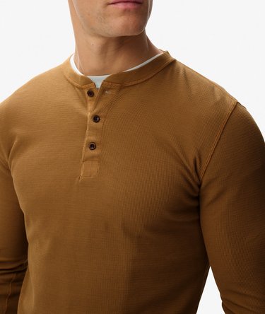 Waffle Long Sleeve Half Button Top Image 2