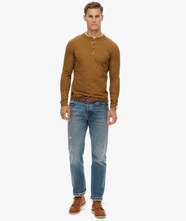 Waffle Long Sleeve Half Button Top Image 3