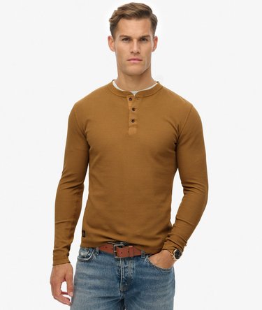 Waffle Long Sleeve Half Button Top Image 1