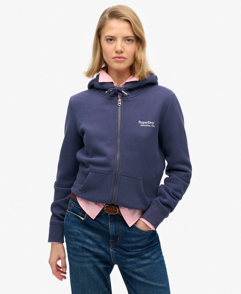 womens Athletic Essentials Logo Zip Hoodie in Mariner Navy