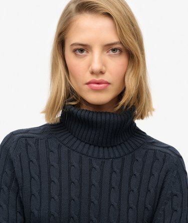 Maglione a Collo Alto con Trama a Trecce Image 4