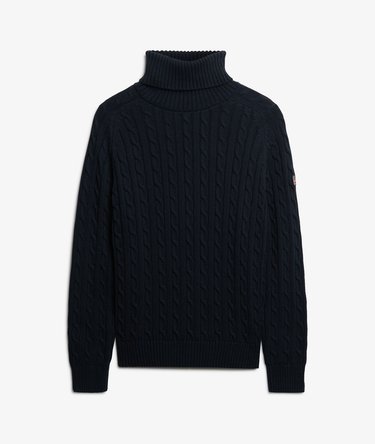 Maglione a Collo Alto con Trama a Trecce Image 6