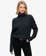 Maglione a Collo Alto con Trama a Trecce