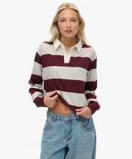 Athletic Essentials Gestreiftes Rugby-Oberteil in Cropped-Länge