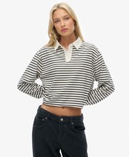 Athletic Essentials Gestreiftes Rugby-Oberteil in Cropped-Länge