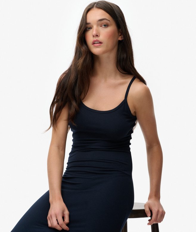 Superdry Blue Athletic Essentials Jersey Maxi Cami Dress US 10 Womens