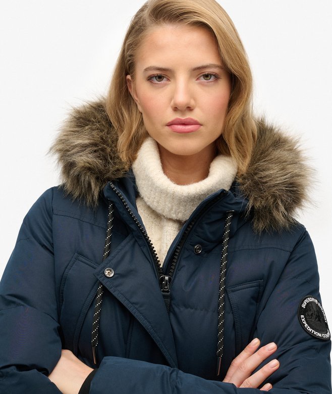 Everest Microfibre Mid Faux Fur Puffer Jacket