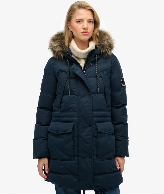 Everest Microfibre Mid Faux Fur Puffer Jacket