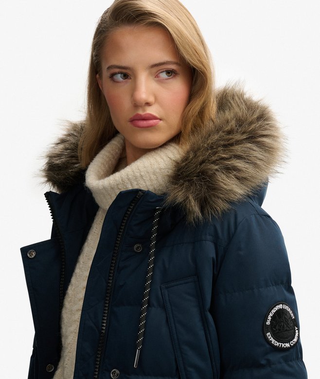 Everest Microfibre Mid Faux Fur Puffer Jacket